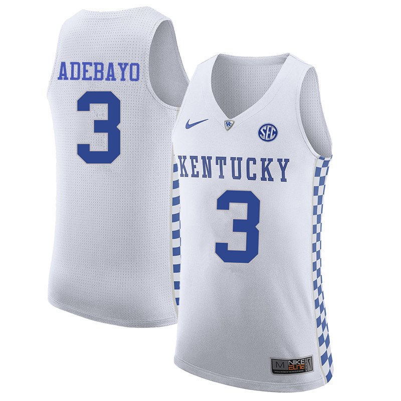 Men Kentucky Wildcats #3 Edrice Adebayo College Basketball Jerseys-White